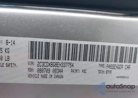 2014 Dodge Charger Se из США, поврежденный, VIN 2C3CDXBG8EH337754